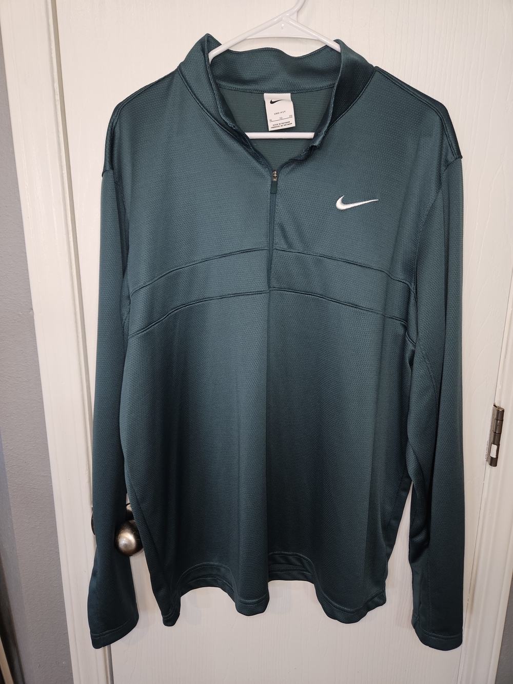 Nike Long Sleeve Quarter-Zip Shirt Teal with White Swoosh